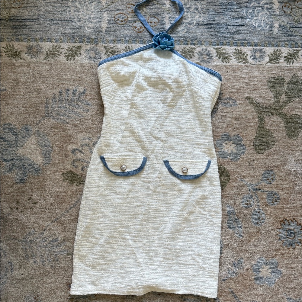 Charming Cream and Blue Kids Dress